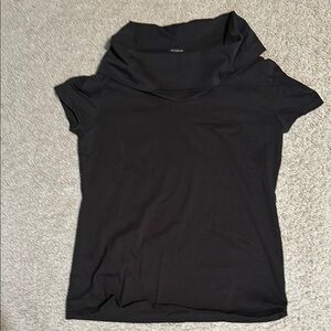 Ann Taylor Factory Black Short Sleeve shirt with Cowl Neck